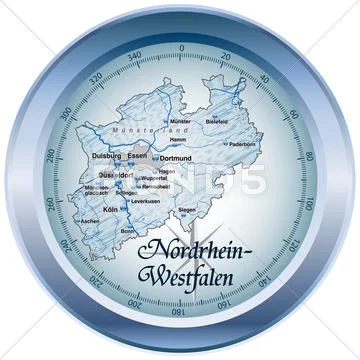 Map of north rhine-westphalia as a compass Stock Illustration