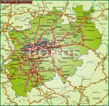 Map of north rhine-westphalia Stock Illustration