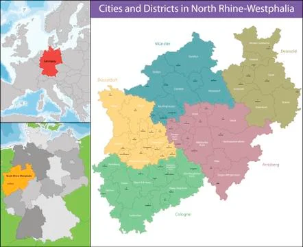 Map of North Rhine-Westphalia Stock Illustration