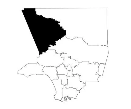 Map of Northwest County or Santa Clarita Valley region in Los Angeles County Stock Illustration