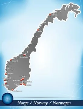 Map of norway with abstract background in blue Stock Illustration