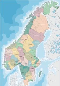 Map of Norway and Sweden Stock Illustration