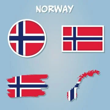 Map of Norway filled with flag of the state. Illustrazione stock