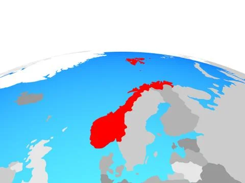 Map of Norway on globe Stock Illustration