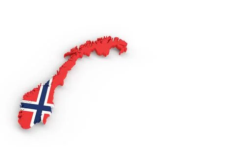 Map of Norway with Norway flag 3D rendering Illustrazione stock