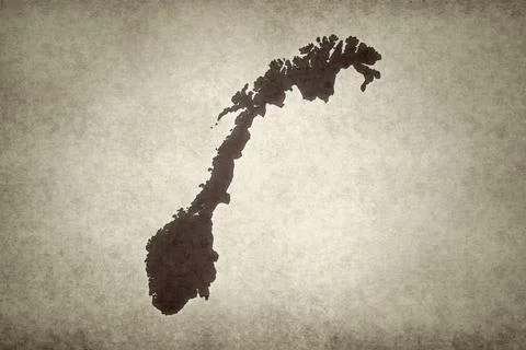 Map of Norway on a paper Stock Illustration