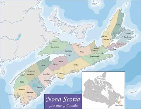Map of Nova Scotia Stock Illustration