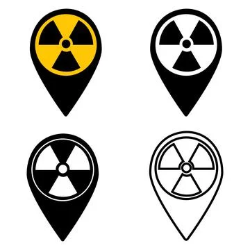 Map nuclear pin icon. Nuclear waste disposal sign. radioactive and nuclear Stock Illustration
