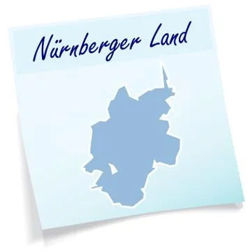 Map of nuernberger-land as sticky note Stock Illustration