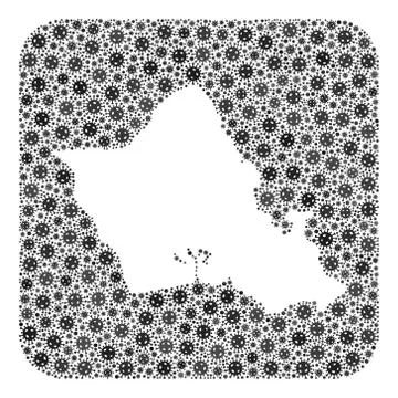 Map of Oahu Island - Flu Virus Collage with Subtracted Space Stock Illustration