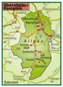 Map of oberallgaeu Stock Illustration