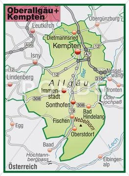 Map of oberallgaeu Stock Illustration