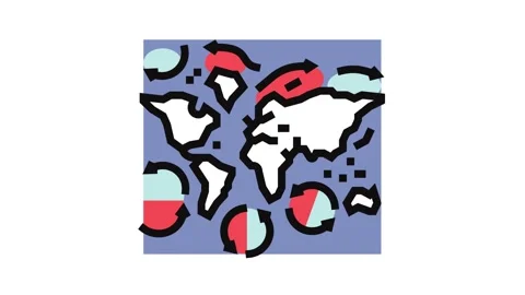 Map ocean currents world ocean color icon animation Stock Footage 326117826