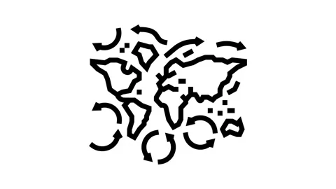 Map ocean currents world ocean line icon animation Stock Footage 326125036