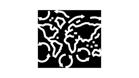 Map ocean currents world ocean glyph icon animation Stock Footage 326144694