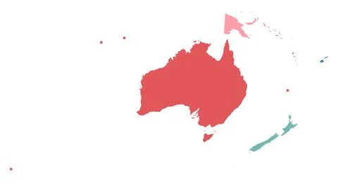 Map of Oceania, countries in different colours Stock Illustration