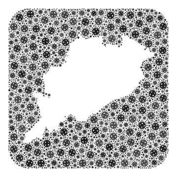 Map of Odisha State - Coronavirus Collage with Empty Space Stock Illustration