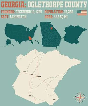 Map of Oglethorpe County in Georgia Stock Illustration