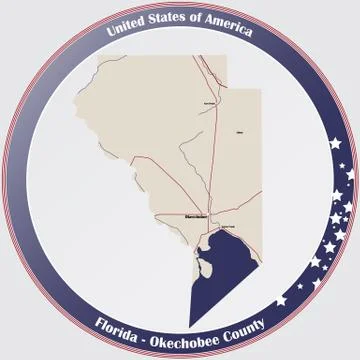 Map of Okechobee County in Florida Stock Illustration