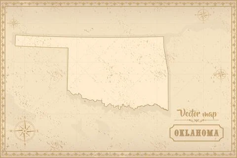 Map of Oklahoma in the old style Stock Illustration