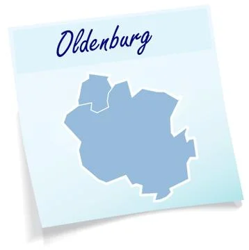 Map of oldenburg as sticky note Stock Illustration