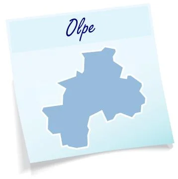 Map of olpe as sticky note Stock Illustration
