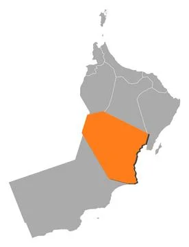 Map of Oman, Al Wusta highlighted Political map of Oman with the several r... Stock Photos