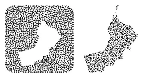 Map of Oman - Dot Mosaic with Stencil Stock Illustration