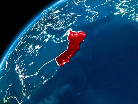 Map of Oman at night Illustrazione stock