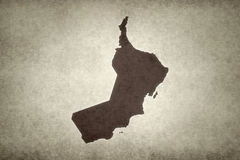 Map of Oman on a paper Stock Illustration