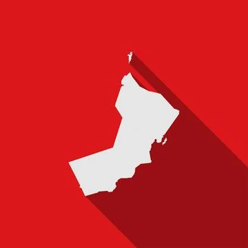 Map of Oman on red Background with long shadow Stock Illustration