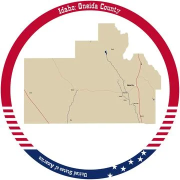 Map of Oneida County in Idaho, USA arranged in a circle. Illustrazione stock