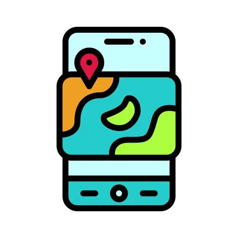 Map or GPS APP icon, Mobile application vector illustration Illustrazione stock