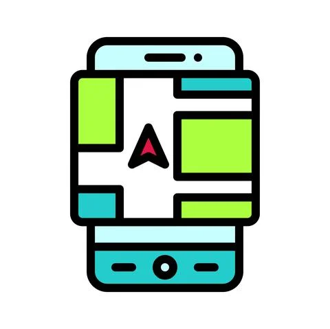 Map or GPS APP icon, Mobile application vector illustration Illustrazione stock