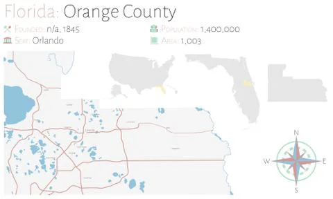 Map of Orange County in Florida Stock Illustration