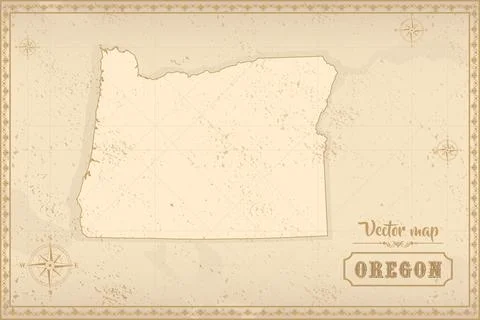 Map of Oregon in the old style Stock Illustration