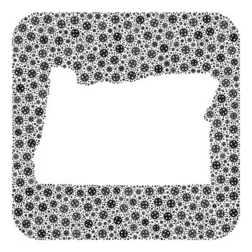 Map of Oregon State - Coronavirus Mosaic with Empty Space Stock Illustration