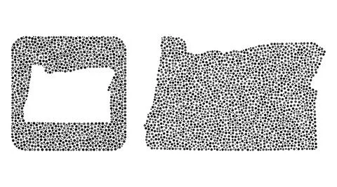 Map of Oregon State - Dot Collage with Subtracted Space Stock Illustration
