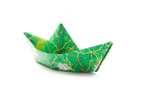 Map origami boat Stock Photos