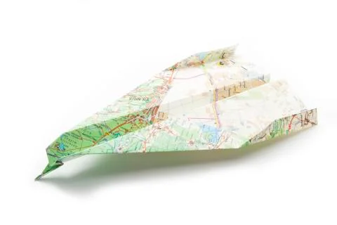 Map origami plane Foto stock