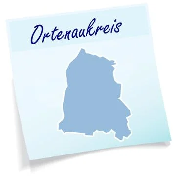 Map of ortenaukreis as sticky note Stock Illustration