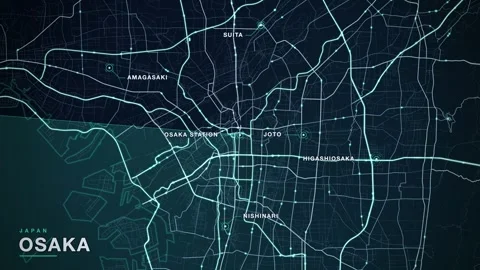 Map of Osaka Stock Footage 340995927