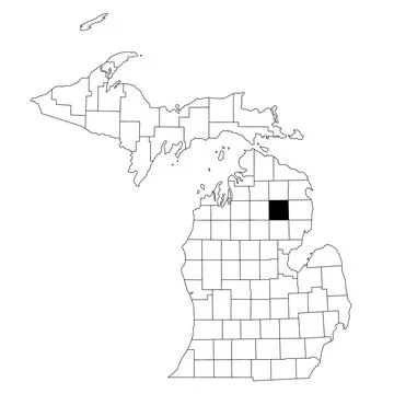 Map of oscoda County in Michigan state on white background. single County m.. Stock Illustration
