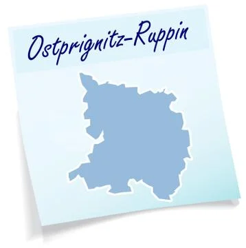 Map of ostprignitz-ruppin as sticky note Stock Illustration