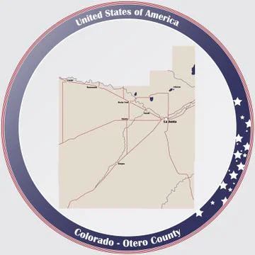 Map of Otero County in Colorado Illustrazione stock