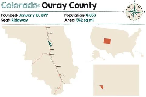 Map of Ouray County in Colorado Illustrazione stock