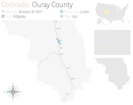 Map of Ouray County in Colorado Illustrazione stock