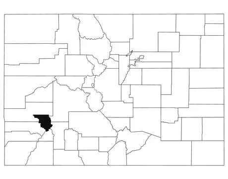 Map of ouray County in Colorado state on white background. single County ma.. Stock Illustration