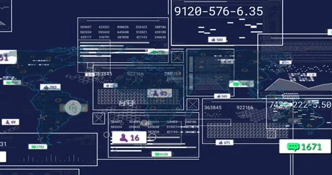 Map outline appearing panels building and multiplying while cursor marking data Vídeos de archivo 329711251