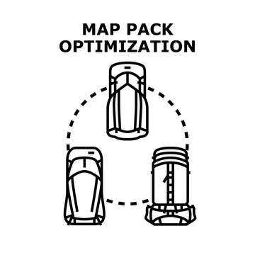 Map pack optimization concept for hiking backpack logistics Stock Illustration